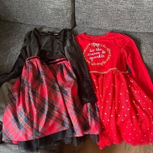 Kids holiday dresses and pajamas size 10 to 12.